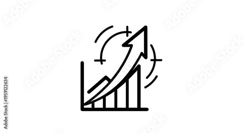 Business Growth Chart Icon with Upward Arrow and Target Symbol