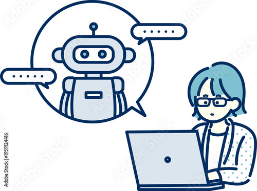 生成AIを使って仕事をするビジネスウーマンのイラスト