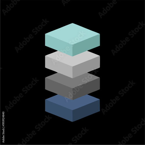 Abstract Stacked Isometric Cubes in Gradient Colors.