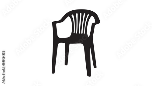 Plastic chair silhouette vector flat illustration design on white background. 