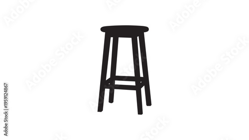 Wooden stool silhouette vector flat illustration design.