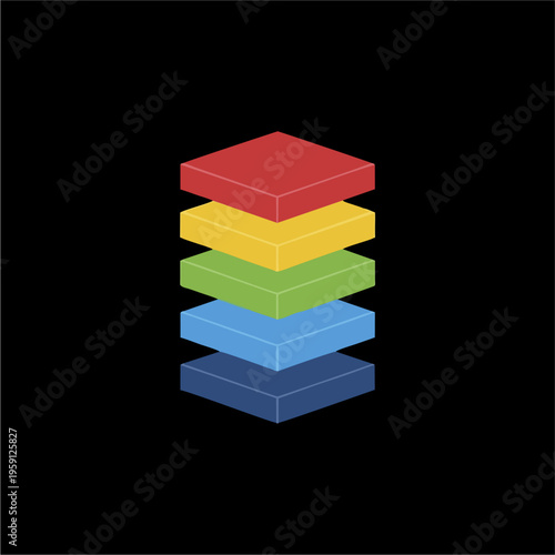 Colorful Stacked Layers Abstract Geometric Design.