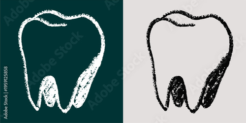 Set editable chalk drawing teeth vector for dental lessons. Ideal for symbolizing vintage oral hygiene studies, chalkboard dentistry, and care.