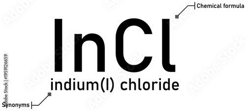 Fotografie Indium (I) chloride chemical formula with callout titles