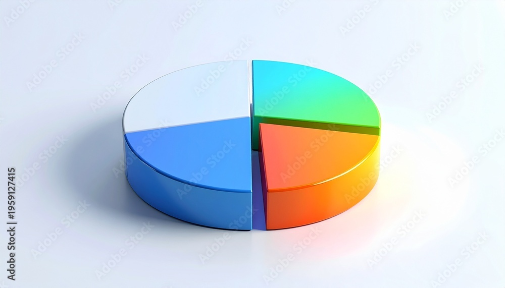 Obraz premium 3D Pie Chart: Pastel Segments with Breakdown