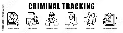 Criminal Tracking web banner icon illustration concept