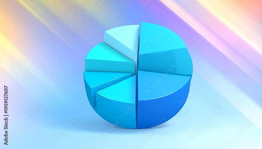 Obraz premium 3D Pie Chart: Pastel Segments with Breakdown