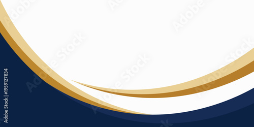 Abstract Blue Golden Curved Business Background with White Space for Corporate Banner or Presentation