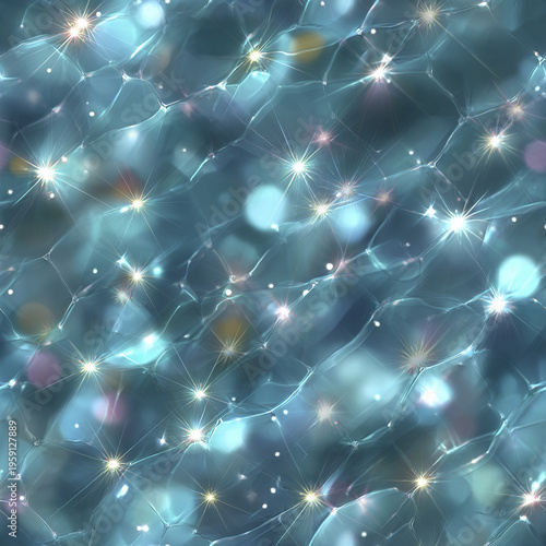 Aqua sparkle texture with light reflection effect creating shimmering and glowing pattern that resembles delicate water bubbles or glass with bright star like highlights
