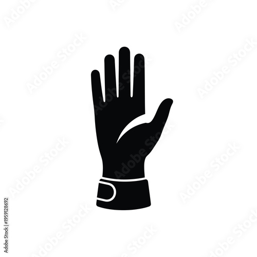 Black silhouette of a hand with a wristband or bracelet