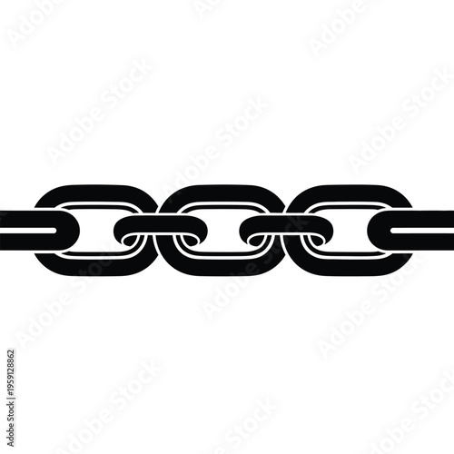 Black and white chain links interconnected in a straight line