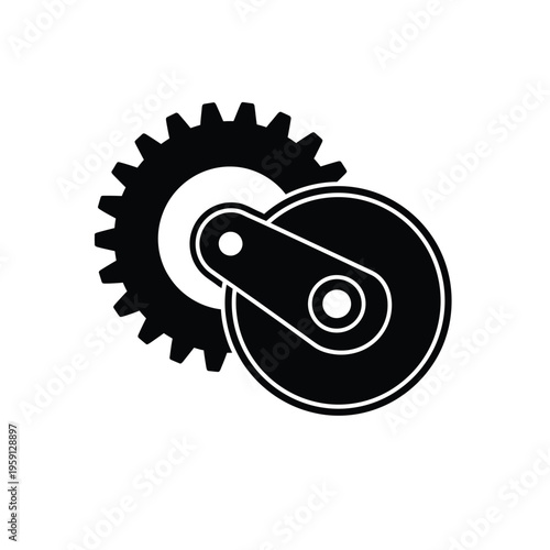 Black and white gear and chainring bicycle