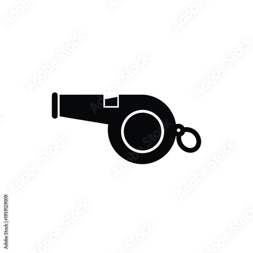 Black and white whistle with ring and mouthpiece