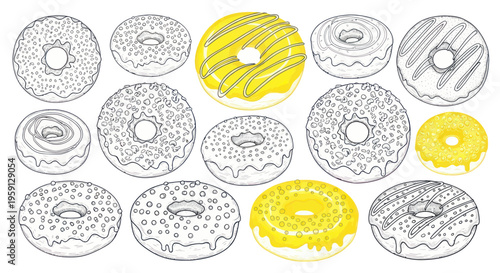 Hand-Drawn Donuts Collection: Colorful & Sketchy Treats