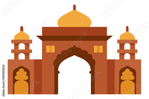 Mughal Style Palace Entrance with Carved Sandstone Details