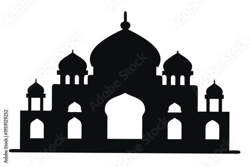 Mughal Era Royal Palace Silhouette with Layered Domes
