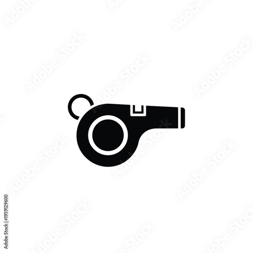 Black and white silhouette of a whistle round