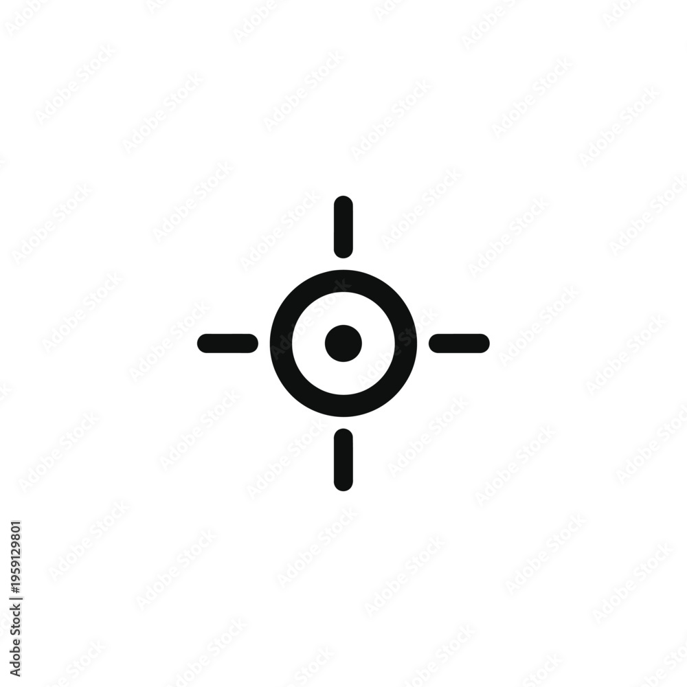 Obraz premium Black and white target symbol with concentric circles and crosshairs