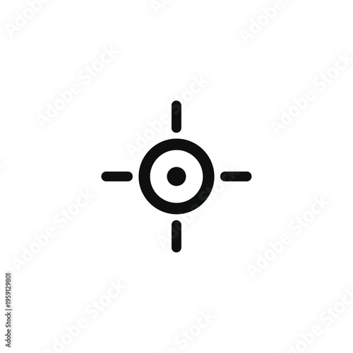 Black and white target symbol with concentric circles and crosshairs