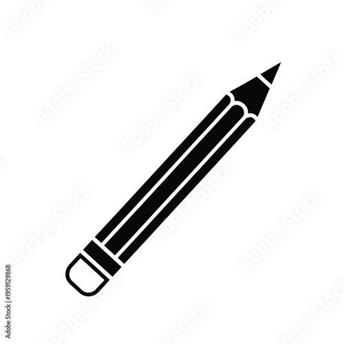 Black and white of a sharpened pencil with eraser