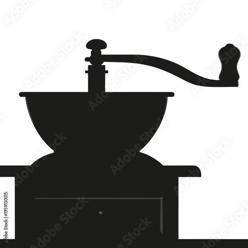 Old manual coffee grinder drawer handle silhouette