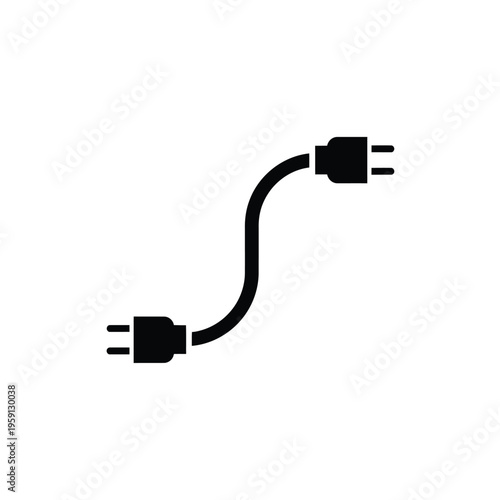 Black electrical extension cord with two plugs in minimalist style