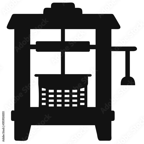Traditional wooden cider press screw basket silhouette