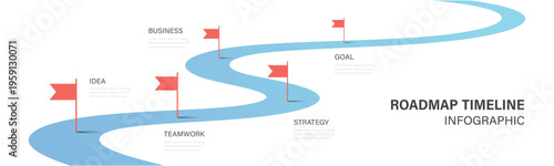 Modern milestone diagram with road journey concept with 5 step. Infographic template for business presentation slide.