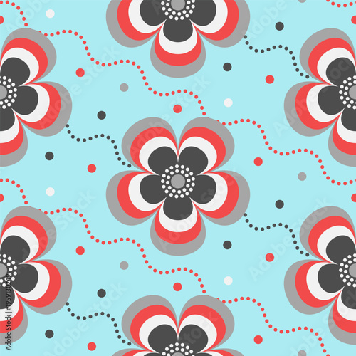 Retro floral Mid Century modern stylized flowers, 1970s mod seamless vector pattern illustration. For home decor, wallpapers, fabrics and textile.