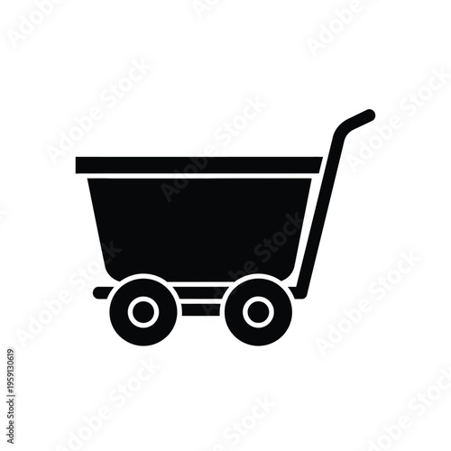 Black of a handcart with two wheels and a handle