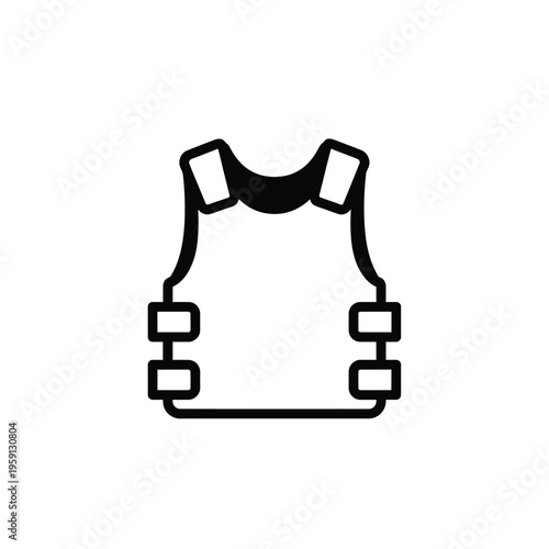 Black and white line of a bulletproof vest armor
