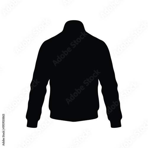 Black silhouette of a cropped jacket with collar and long sleeves