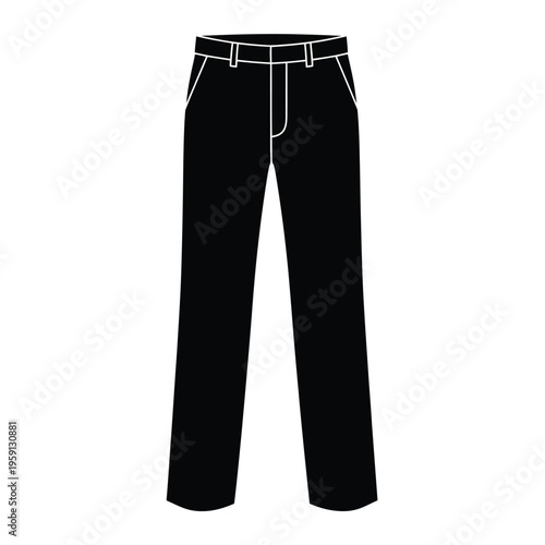 Black silhouette of trousers with white outline and pockets