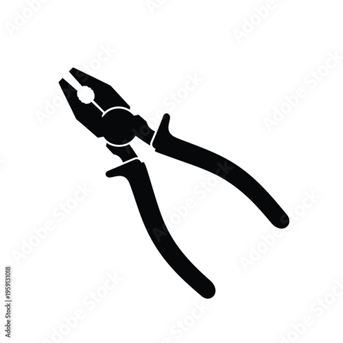 Black and white silhouette of pliers tool