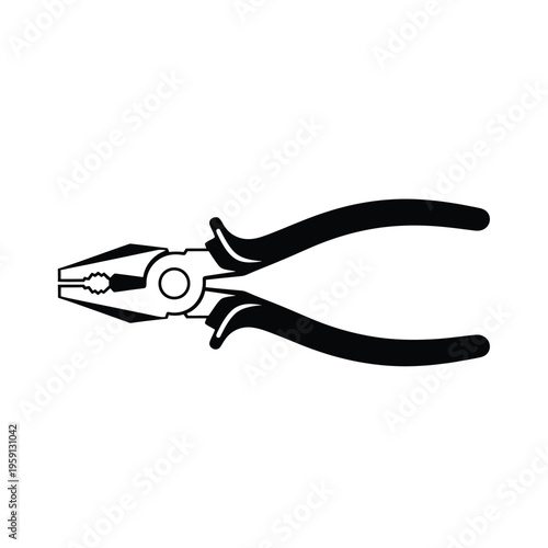 Black and white line of pliers tool with grips