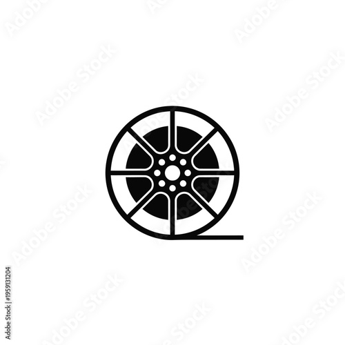 Black and white reel with a strip of cinema