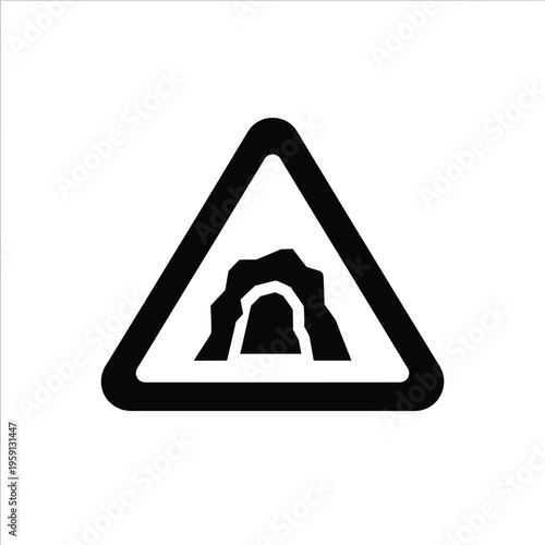 Black and white traffic sign warning of tunnel ahead