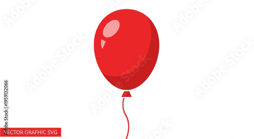 Single Red Balloon Floating Isolated on White Background, Celebration Concept