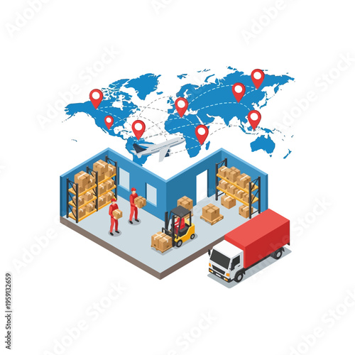 Wallpaper Mural Global Logistics and Supply Chain Management with Warehouse Operations. Torontodigital.ca