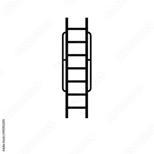 Black metal ladder on white background