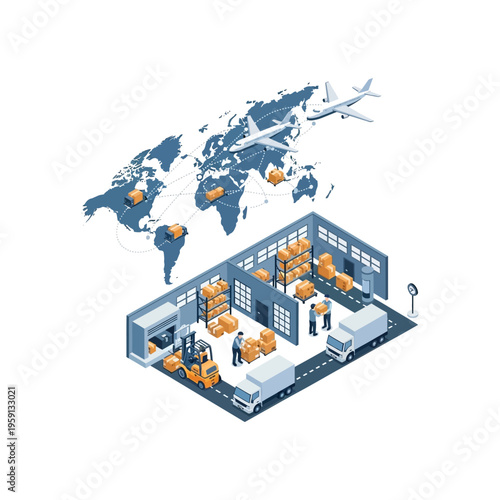 Wallpaper Mural Global Logistics and Supply Chain Management with Warehouse Operations. Torontodigital.ca