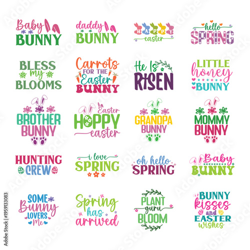 Family Typography Bundle – Baby, Mommy, Daddy, Brother, Grandpa Bunny, Spring Quotes and Christian Easter Designs