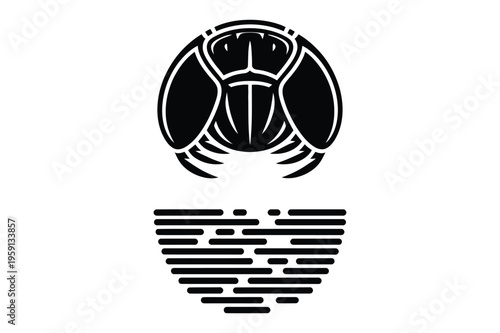 Trilobite fossil and water pattern silhouette