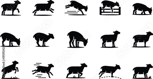 Sheep Silhouette Icon Collection Set