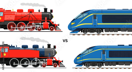 Vintage Steam Train vs Modern High-Speed Bullet Train Comparison