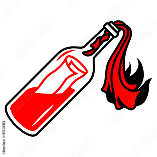 Burning molotov cocktail