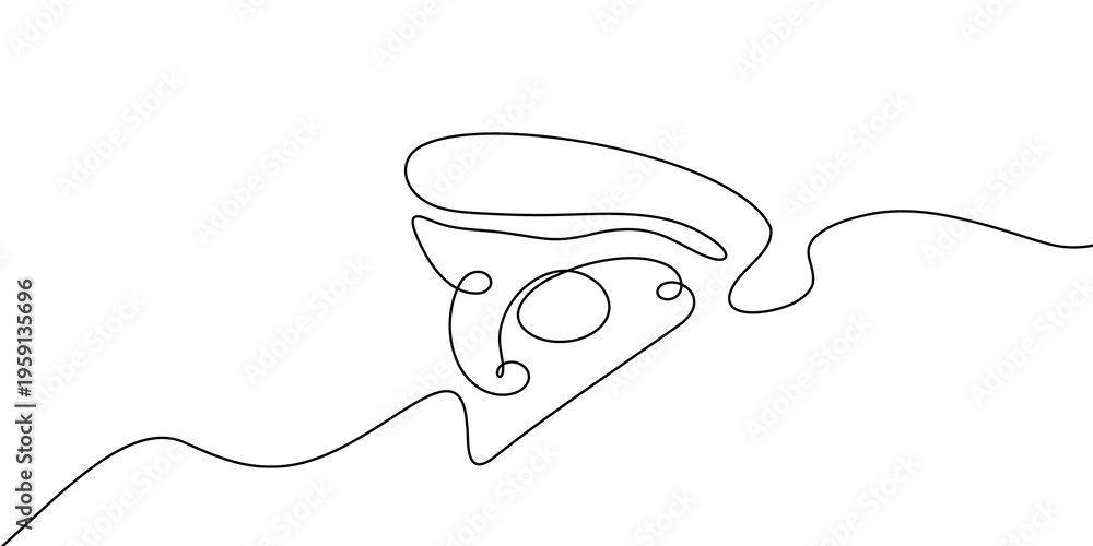 Obraz premium Continuous line pizza vector slice icon cheese food hand drawn background sketch. Illustration pizza vector set isolated pizzeria outline symbol doodle italy menu eat piece art design logo italian