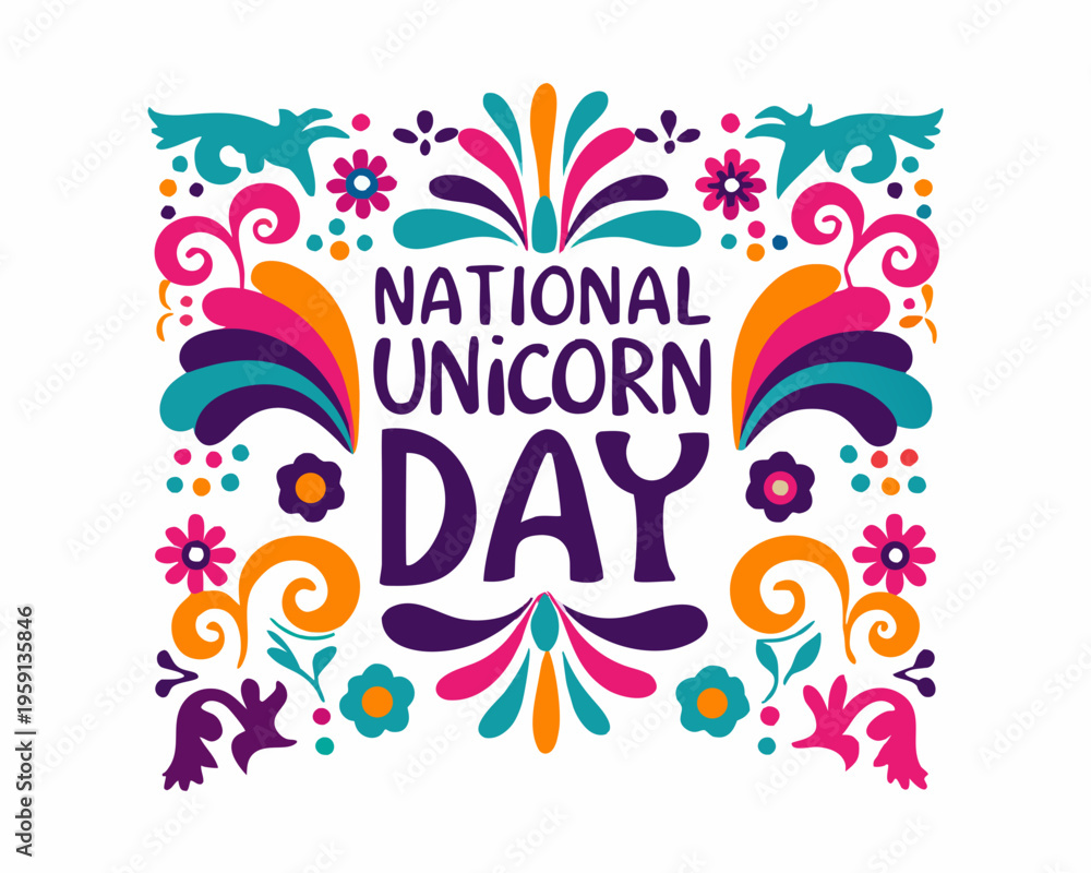Obraz premium Magical Unicorn Silhouette Vector, National Unicorn Day Celebration Design