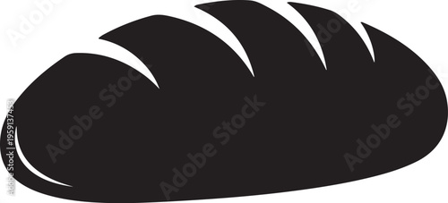 Simple black loaf of bread on white background illustration