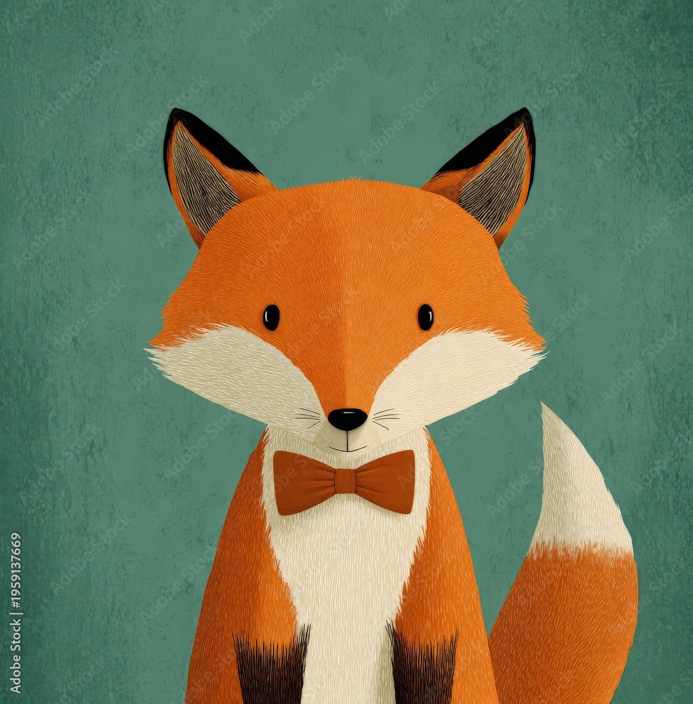 Fototapeta premium a cute fox with a bow tie